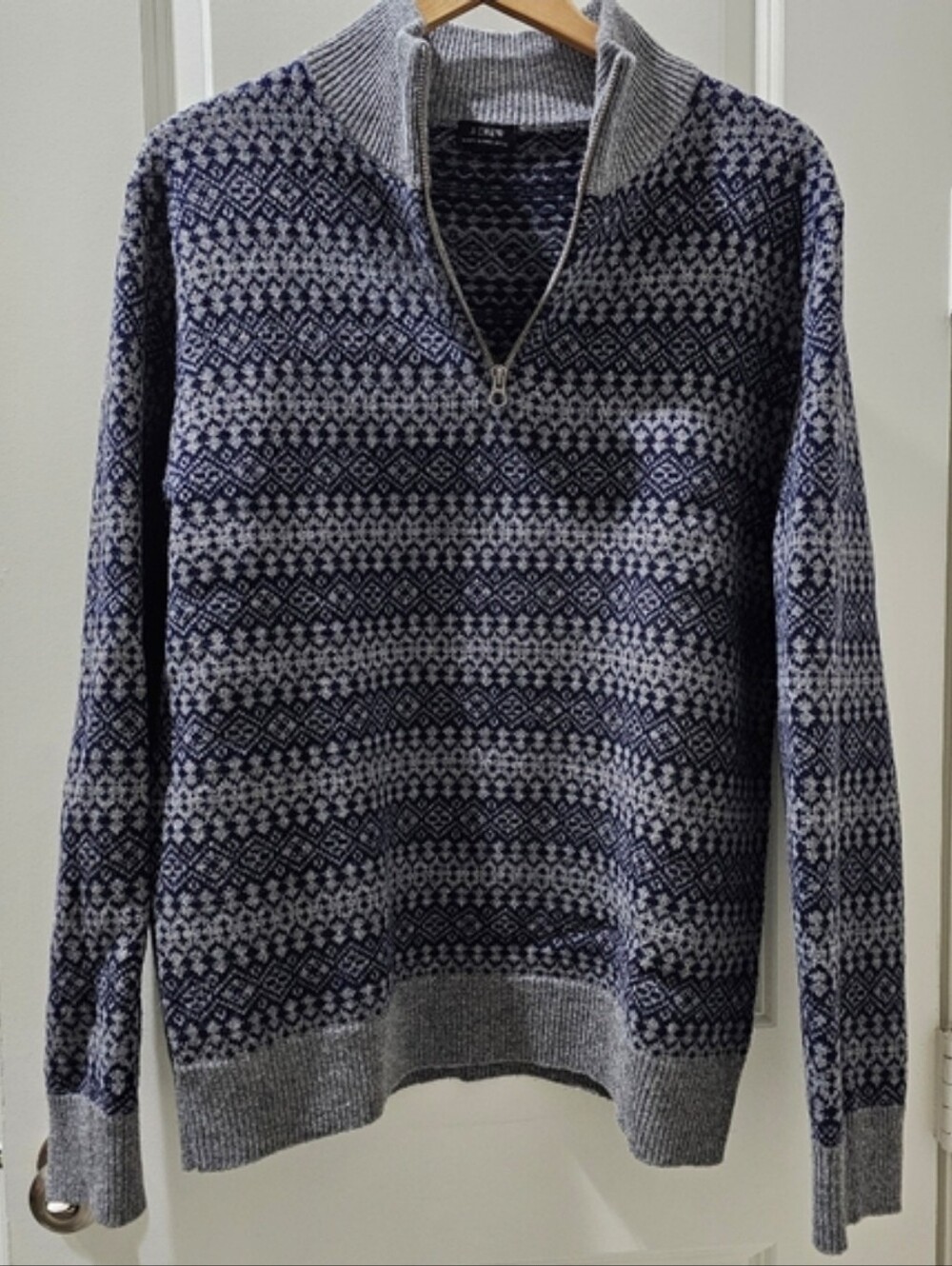 J. CREW Fair Isle lambswool half-zip sweater 100% Wool hand wash NWOT